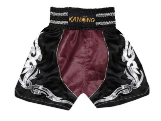 Boxing Trunks, Boxing Shorts : KNBSH-202-Maroon-Black